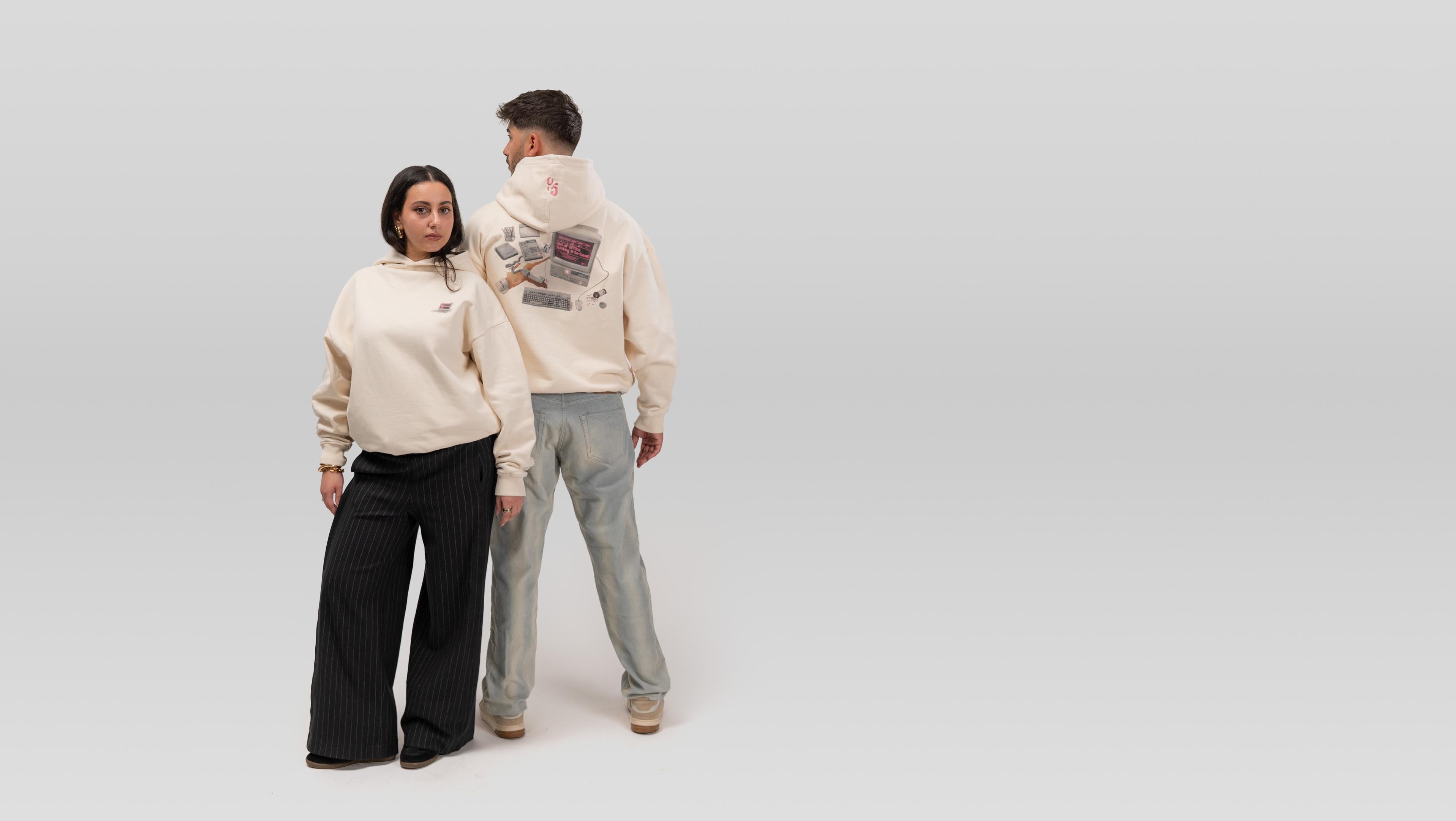 Office Desk Hoodie Bone-White